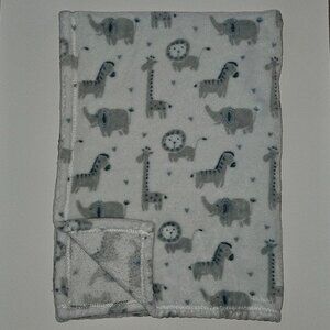 Adirondack Baby Blanket Fleece White Gray Elephant Zebra Giraffe Lion Heart